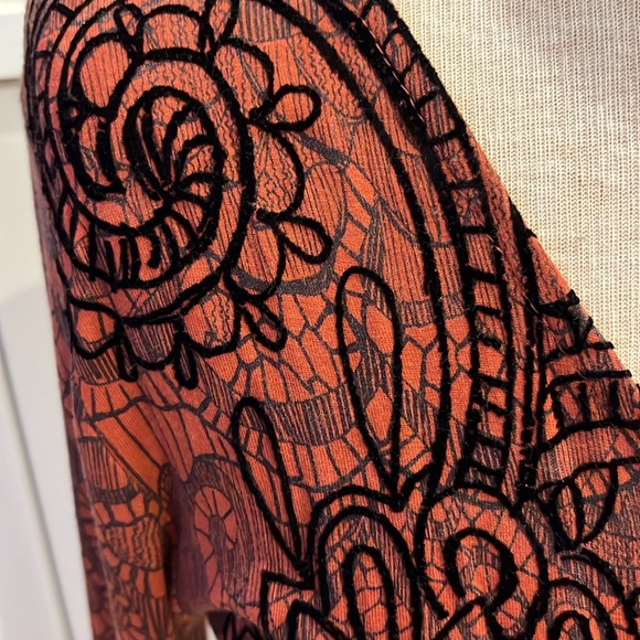 VGUC Desigual red faux wrap dress with black floral embroidery. - Picture 3 of 10